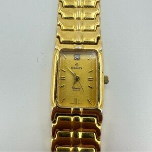Elgin Vintage Diamond Quartz Gold Tone Ladies Watch UNTESTED